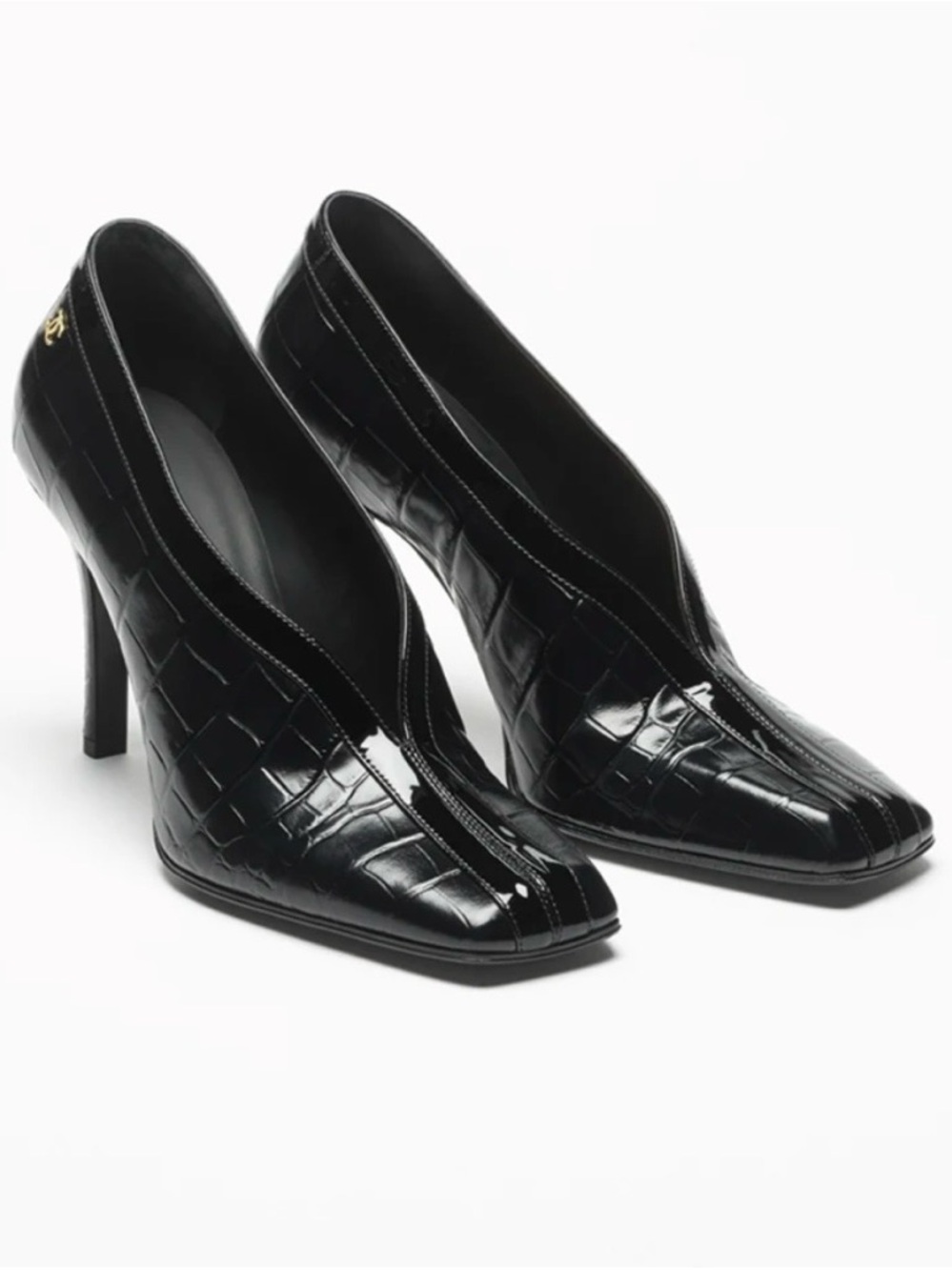 CHANEL 2026 Matthieu Blazy Patent Leather Croc-Embossed High Heel Pumps NIB - 36